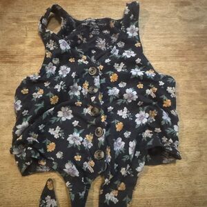 Navy blue floral cropped tank top